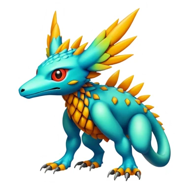  colorful warm-colored hot lush exotic modern cyber-Fakémon-Digimon-Trico-Vernid-creature (full body) sticker