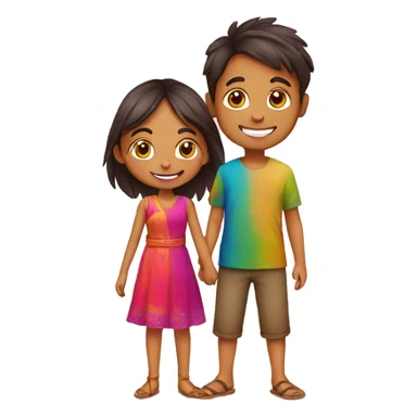 Boy play holi with girl sticker