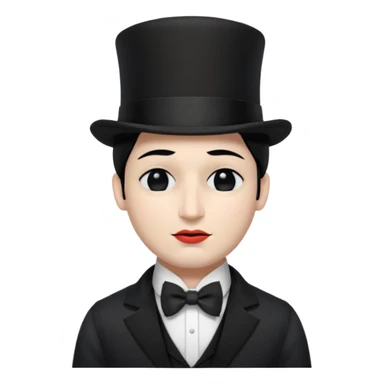 A man with snow white skin, a black half mask with an eye hole, a black top hat, a black vest with a black tie tucked underneath, and a white collared shirt. Closed eyes. sticker