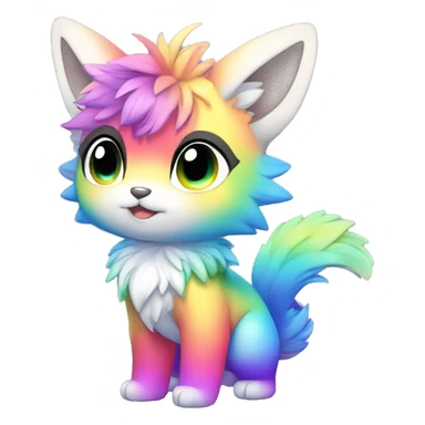 Anthro sparkle-rainbow-gradient-shiny-Chibi-style-Fur-Sona-Fakémon Full Body sticker