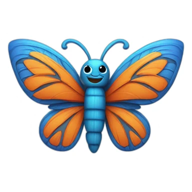 Six Tiki with colors blue and orange-butterfly sticker