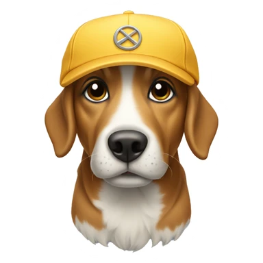 Dog with a cap sticker