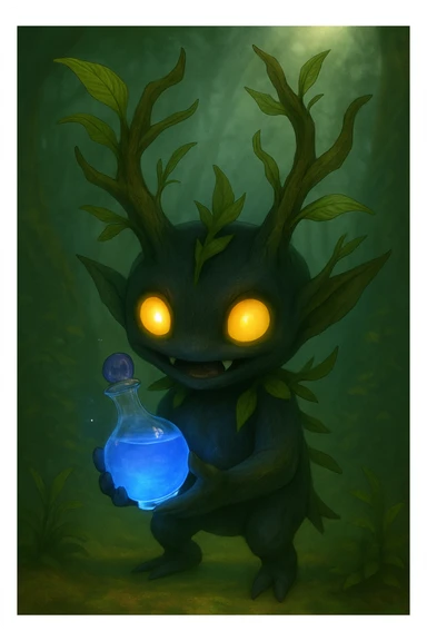 Change the liquid in the fantasia bottle to a vibrant blue, keeping the semi-realistic, magical style and all other details the same. sticker