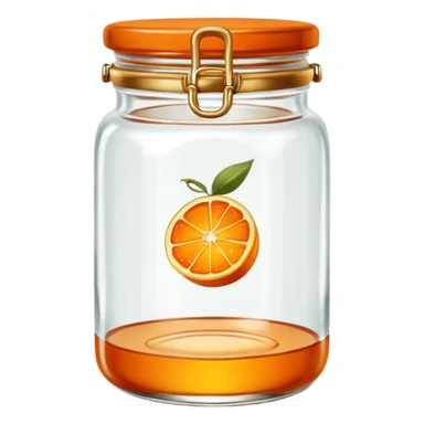 Hermès-style vintage jam jar, glass with Hermès orange and gold details, minimal, cute emoji style sticker