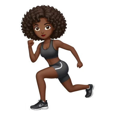 brunete curl medium hair woman black skin working out sticker