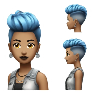 short blue on top silver on the side punk hairstyle lady sticker