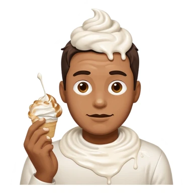 a man playing with cream sticker