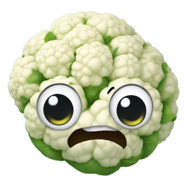 cauliflower looks into the mirror with big eyes sticker