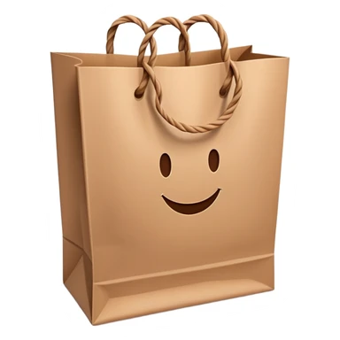 A paper shopping bag with twisted handles and slight crinkles sticker