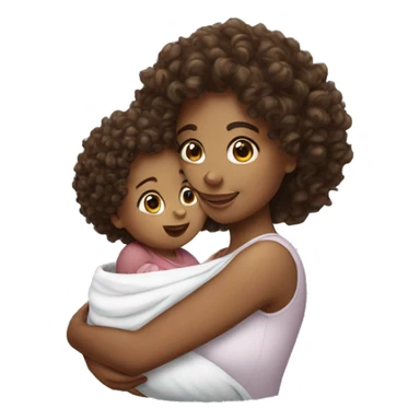 Curly hair woman holding baby  sticker