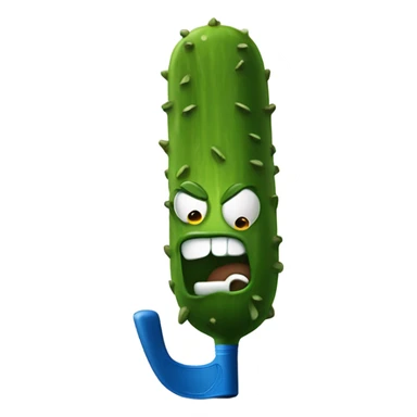 angry Pickle with hockey stick sticker