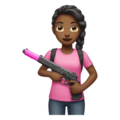girl holding a pink gun sticker