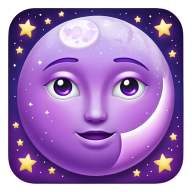 glitter purple and cian moon sticker