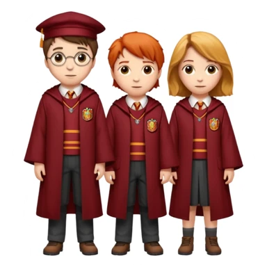 harry potter, ronald weasley and hermione granger in gryfinndor uniform sticker