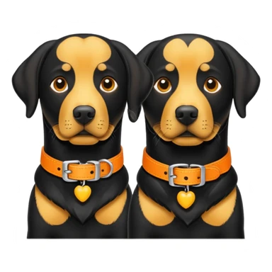 2 black labradors yellow and orange dog collar sticker