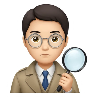 detective, asian, magnifying glass sticker