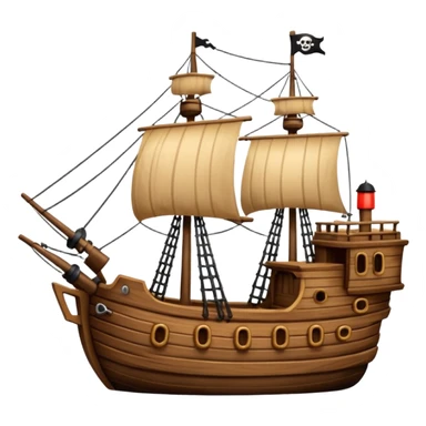 Barco pirata un poco deteriorado en colores café  sticker