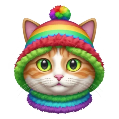 Cat wearing a rainbow hat sticker