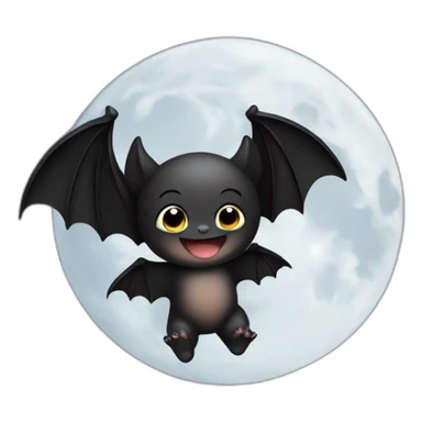black happy baby bat wings in front of moon sticker