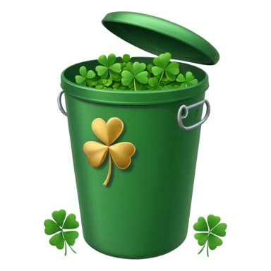 trash bin with lucky clovers sticker
