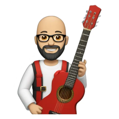 Bald Guy with santa style long black beard, glasses playing guitar sticker