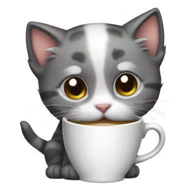 Kitten holding a kitten mug sticker