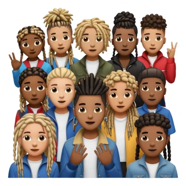 Crowd of fans consisting of African American men with dreadlocks and And African men's with low top and high top curly taper fade haircuts and African American women with braids all in crowd enjoying concert sticker