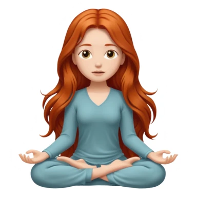 Redhead girl meditating long hair  sticker