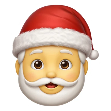 cute emoji face wearing a Santa hat, with a happy soft expression. Replace the festive Christmas elements: a Christmas tree, stocking, snowflake, and other holiday icons. sticker