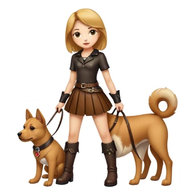Girl dressed like a dog and in  leather skirt and boots sticker