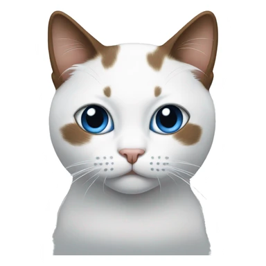 White and brown cat with one eye brown and the other one blue sticker