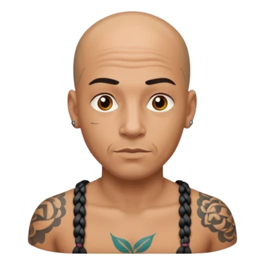 tatooed braded bald man  sticker
