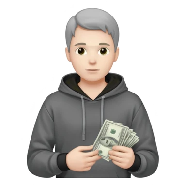 robber with a wad of money but he is white and in black/white-gray hoodiethis guy with money sticker
