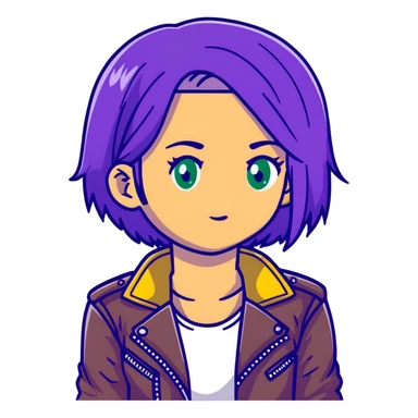 Mal from Descendants, purple hair, leather jacket, green eyes sticker
