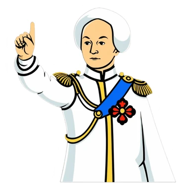 Peter I of Russia in imperial clothing pointing commandingly to the right sticker