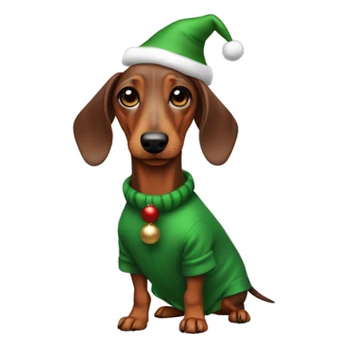Dachshund wearing christmas outfit sticker