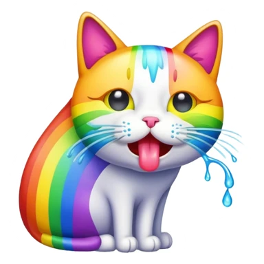 cat throwing up rainbows  sticker
