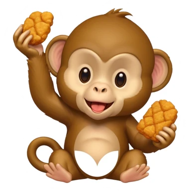 Monkey eating a chicken nugget sticker