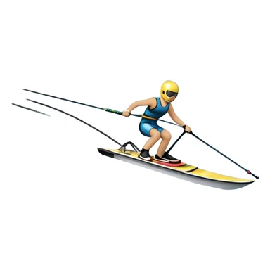 An icon showing water skis on the surface of the water, with ski ropes trailing behind. In the background, a boat fades into the distance, leaving a wake. The focus is on the skis gliding across the water. Transparent background highlights the thrill and speed of water skiing. sticker