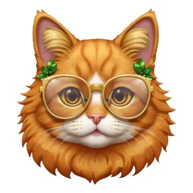 A cat wearing cute glasses with some glitter sticker