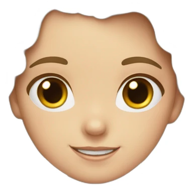 White girl, with wavy dark blonde hair and two bows on top with two bows. Dark brown eyes and dimpled smile sticker