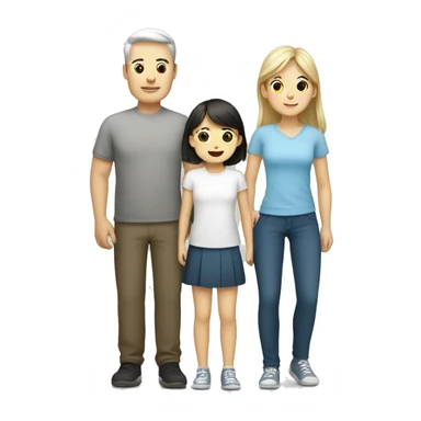 family with korean dad, white mom, daughter and younger son sticker