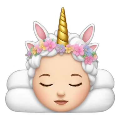 Sleeping white Newborn with unicorn headband sticker