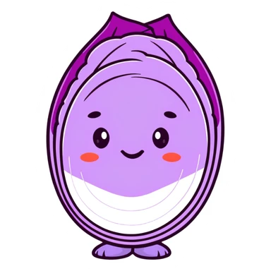 red cabbage with bold outline and cute expression sticker