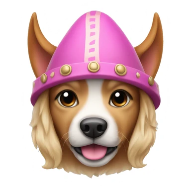 cute dog with pink nose and viking hat sticker