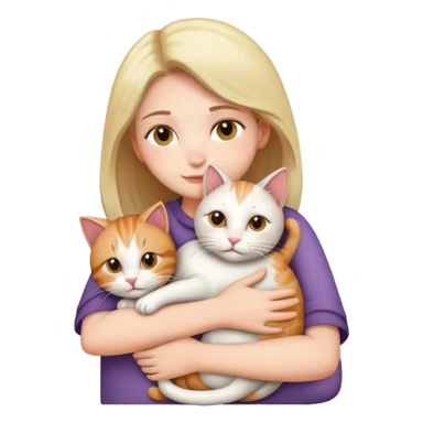 person hugging a cat sticker