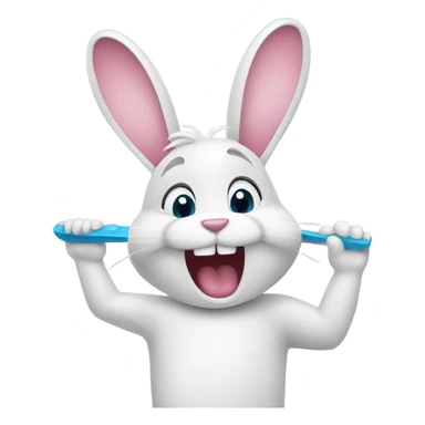 Bunny brushing teeth sticker