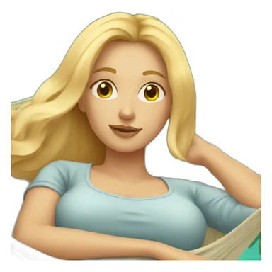 Woman with long blond hairs laying in a hammock. sticker
