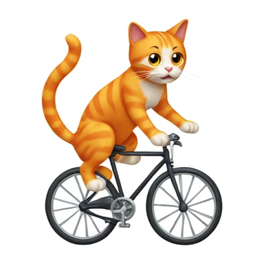 Orange cat riding a bike sticker