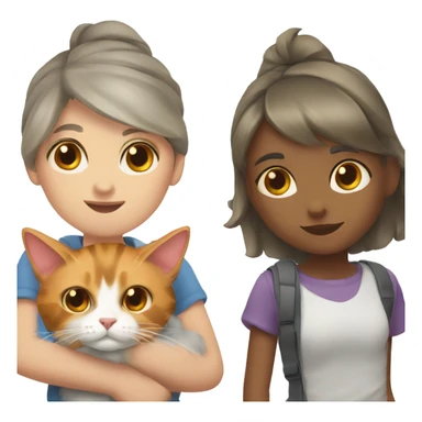 calico cat with a girl carry her sticker